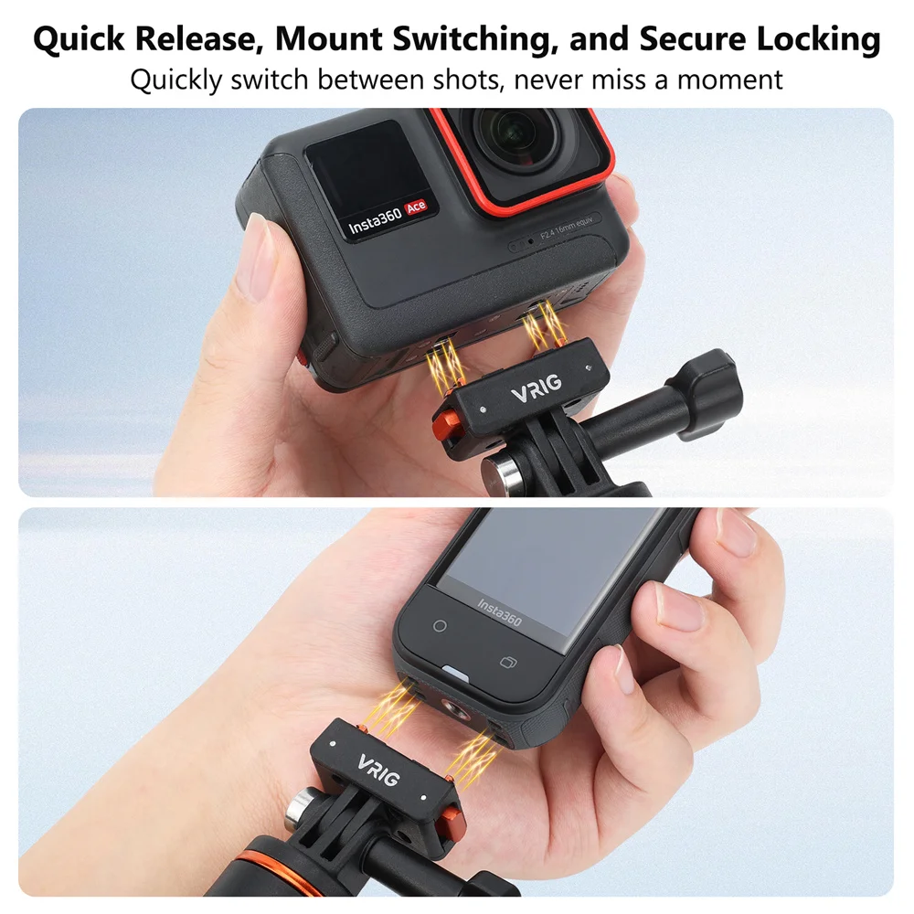 Magnetyczna szybkozłączka VRIG do kamer sportowych Insta360X5/X4/X3 Acepro Acepro2, adapter, uchwyt rozszerzający, akcesoria. — zdjęcie produktu 5