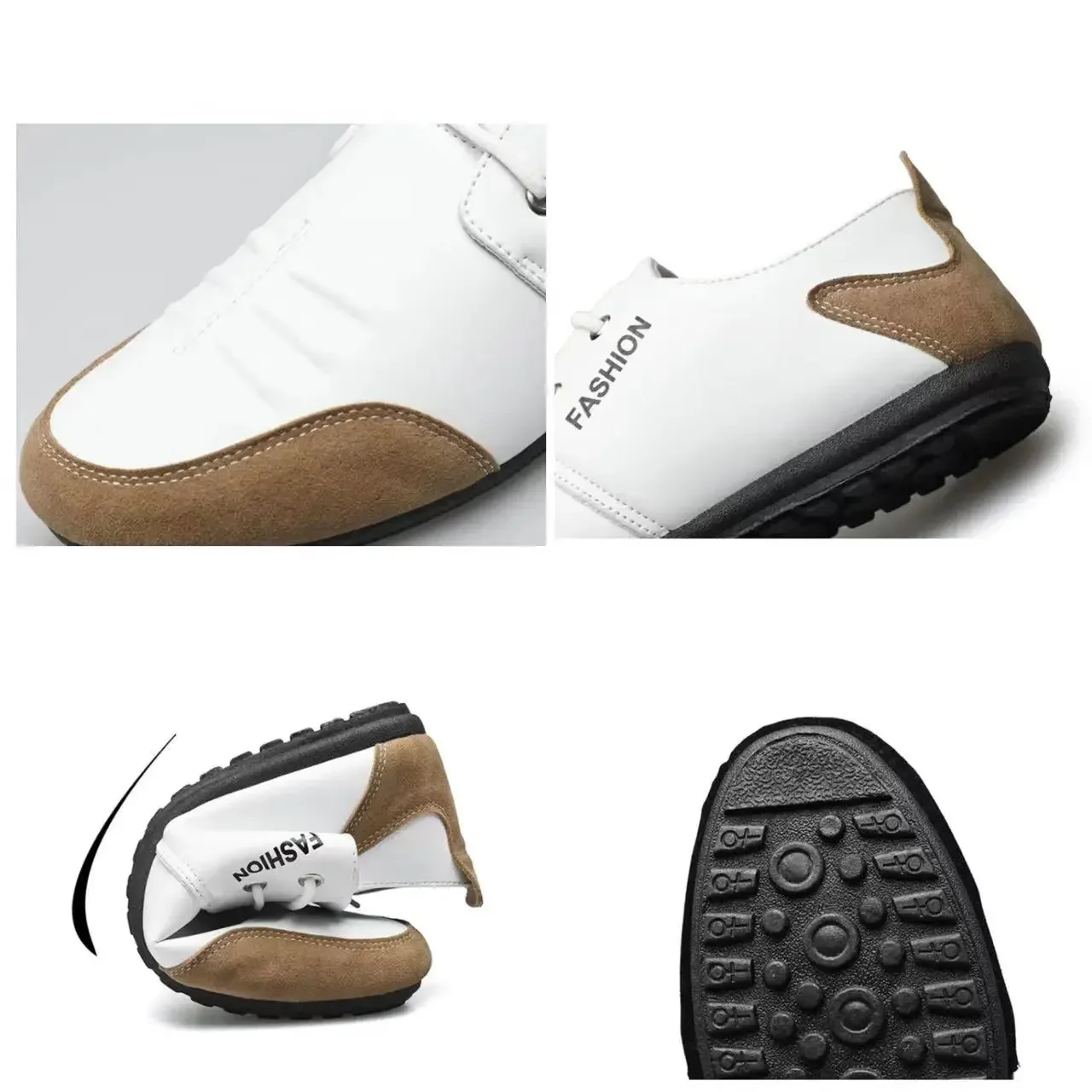 Flat Men Shoes Leisure Leather Shoes for Men White Footwear 2024 Summer Trend Breathable Soft Casual Sneakers British Peas Shoes