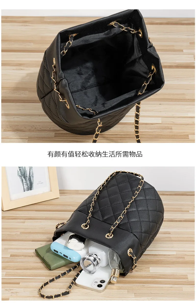 Bag women 2023 trendy small fragrance ladies bags fashion leisure rhombic bucket embroidery bag