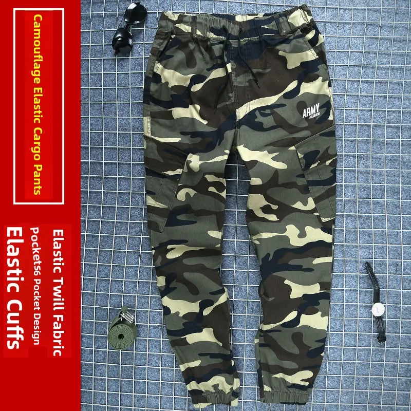 

Slim Fit Pure Cotton Summer Camouflage Pants Zipper Elastic Cuffed Lightweight Breathable Anti-Scalding Outdoor Travel Gear