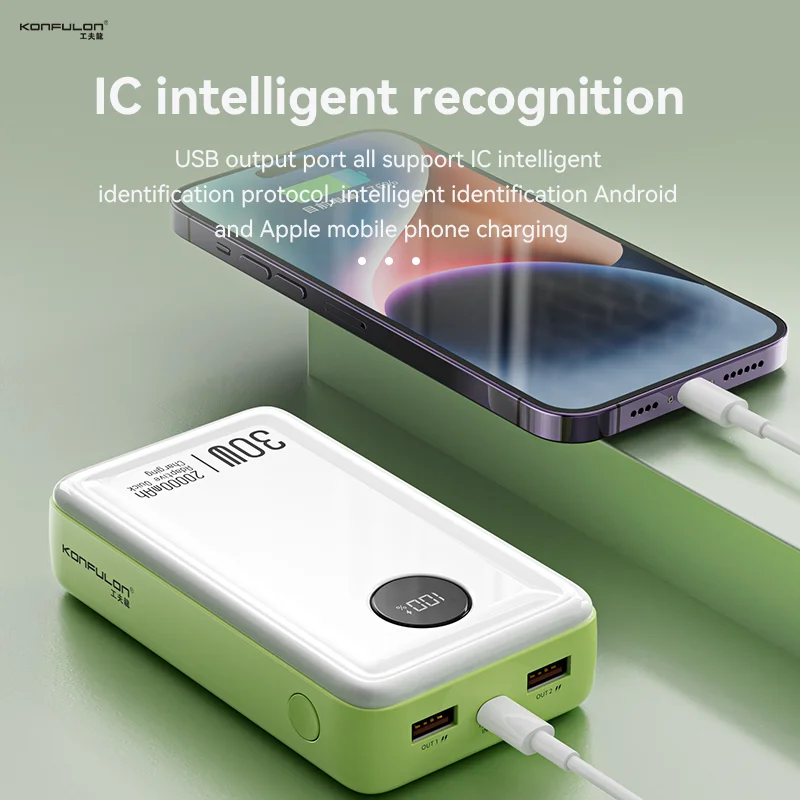 PD30W Super Fast Charge Power Bank, 20000mAh Large Capacity, Comes with Power Display, Spare External Battery