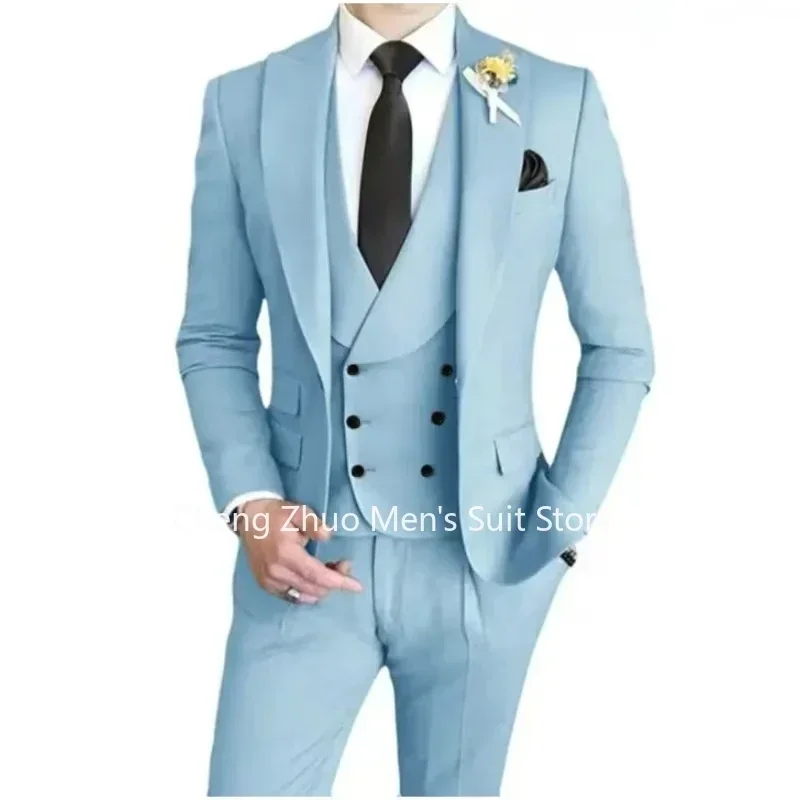 

Men's Suits 3 Pieces Blazer Vest and Pants Set Suit Jackets Peak Lapel Elegant Tuxedo Set for Graduation Party and Wedding