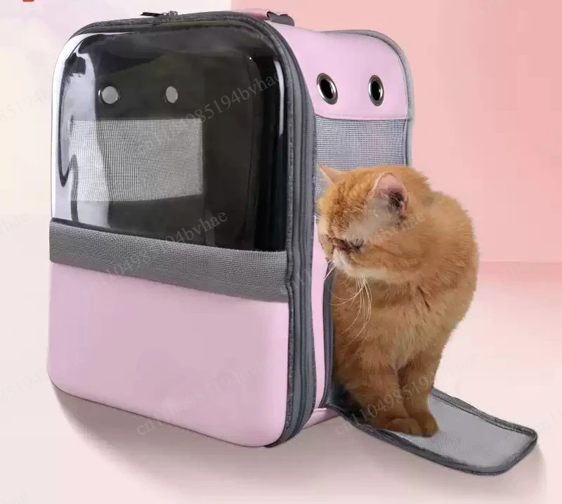 Cat Bag Out Portable Space Capsule Pet Backpack Double Shoulder Large Capacity Cat Cage Breathable Translucent Cat Schoolbag