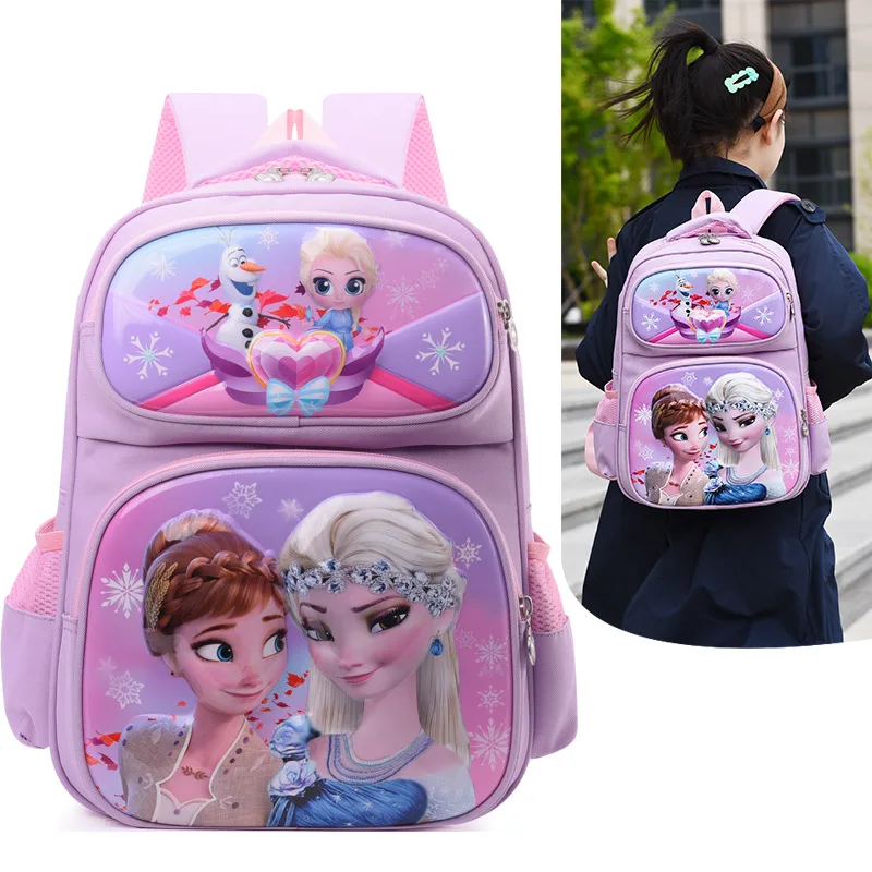 Disney Princess School Bag For Boy Girl Grade 1-3 Spider Man Primary Student Shoulder Orthopedic Backpack Large Capacity Mochila