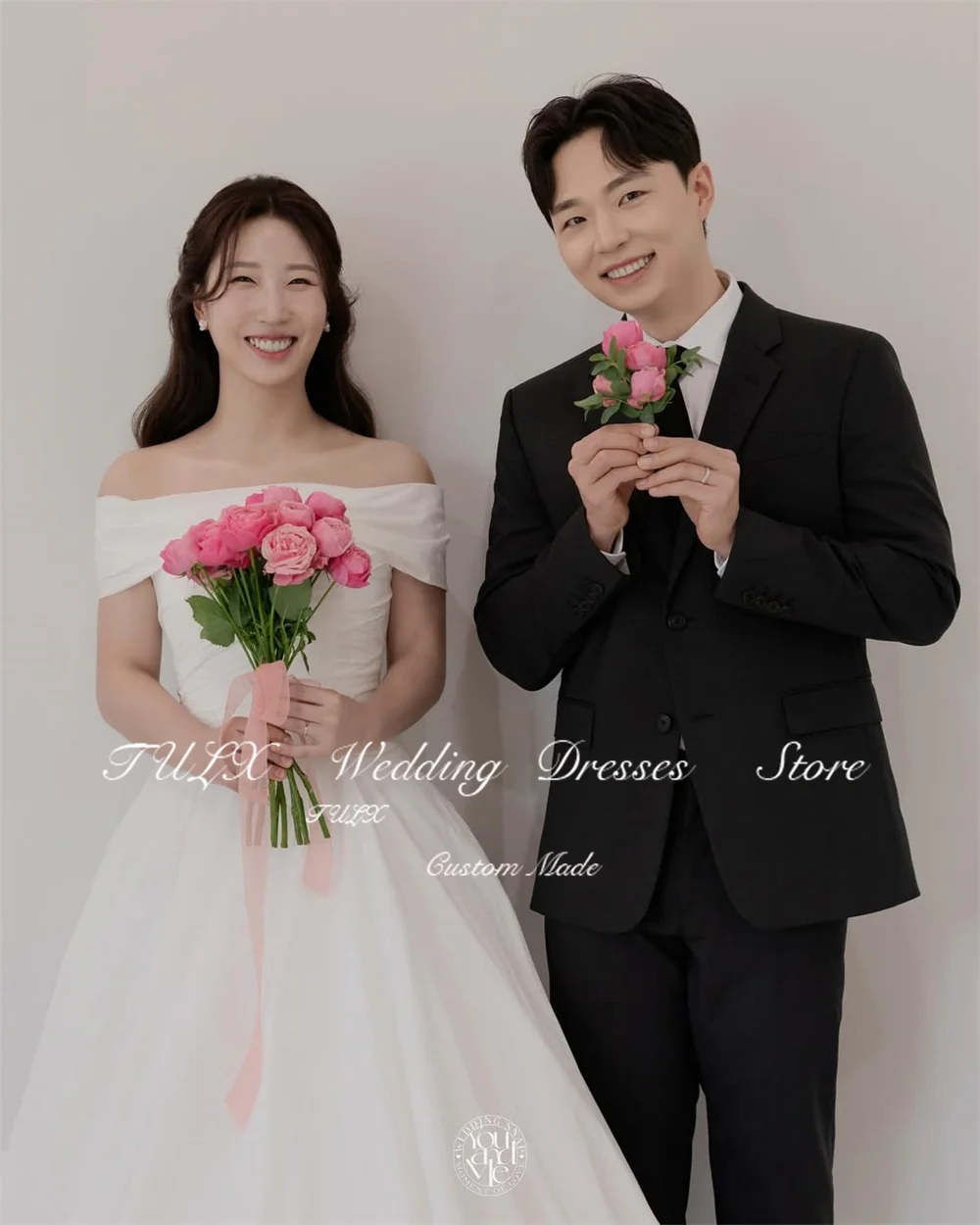 تولكس بسيط ألف خط فستان زفاف طويل كوريا صورة تبادل لاطلاق النار قبالة الكتف العاج التفتا فستان زفاف مشد مخصص  ওয়েডিংddeريس 2026