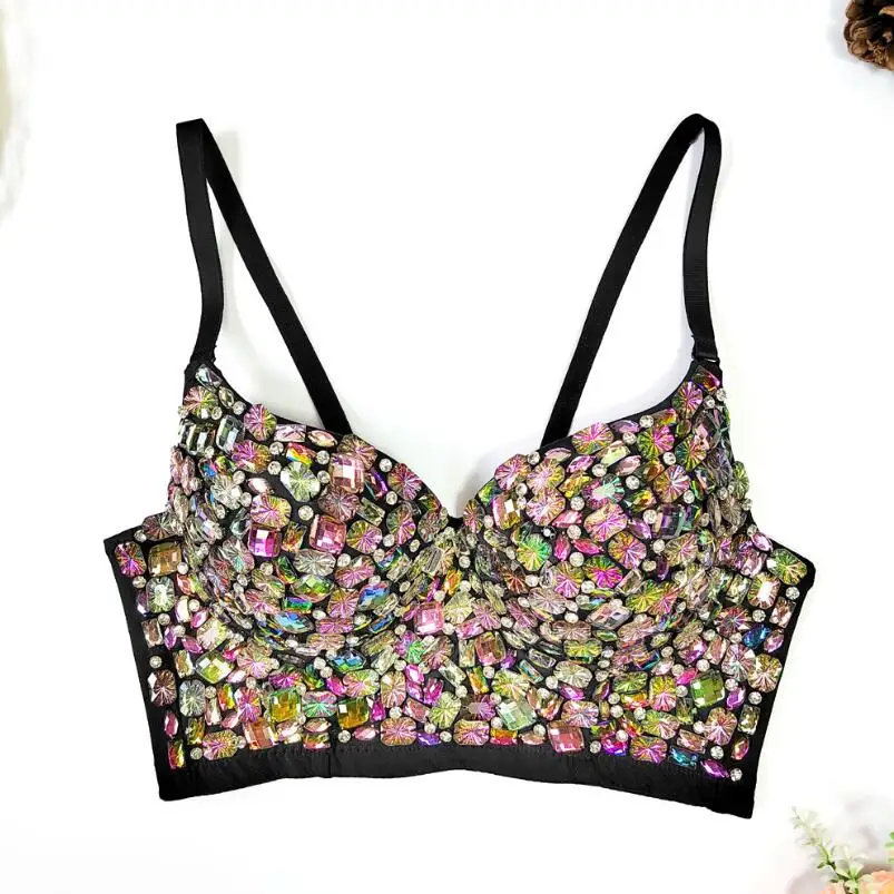 

Summer Quality High End Tops Women Corset Luxury Bling Diamond Push Up Bustier Ladies Crop Top Camis y2k Tank Woman Bra w1019