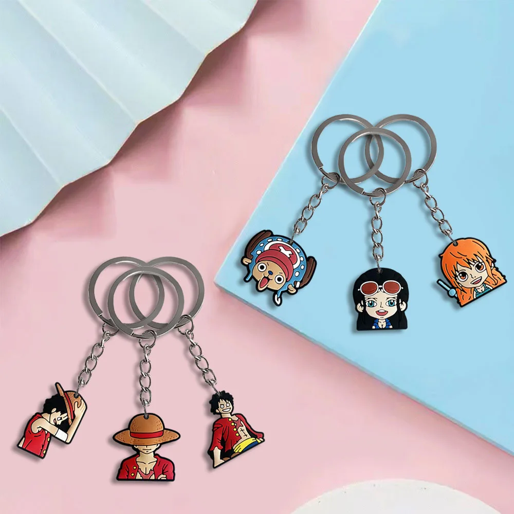 Porte-clés personnage de dessin animé une pièce, porte-clés en PVC, pendentif sac à dos, accessoires pour enfants, cadeau d'anniversaire pour enfants