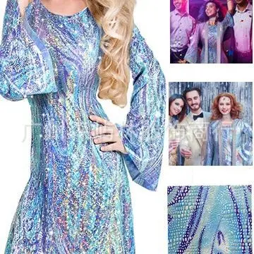 Disfraz de discoteca Hippie para mujer, vestido de diadema con estampado de lentejuelas de los años 70, disfraces de actuación en escenario de moda, 2024