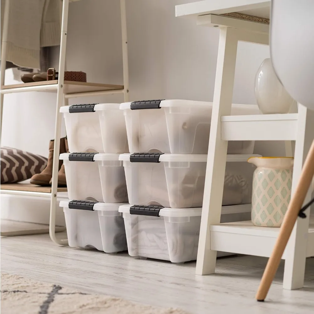 13 صندوق تخزين QT مع غطاء ومزالج – 6 عبوات من حاويات نيستابل قابلة للتكديس خالية من مادة BPA، لؤلؤية