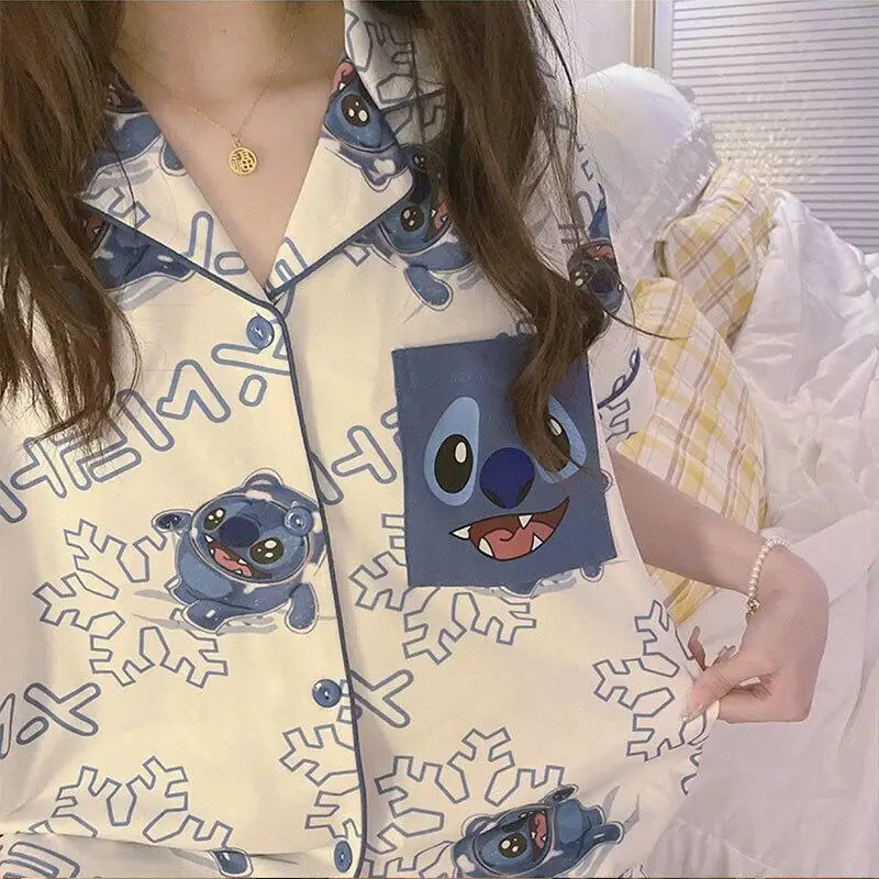 2 قطعة أنيمي لطيف طباعة المرأة بيجامة الحلو فتاة سترة قصيرة الأكمام بنطلون ملابس المنزل الكرتون Kawaii طالب بيجامة مجموعات