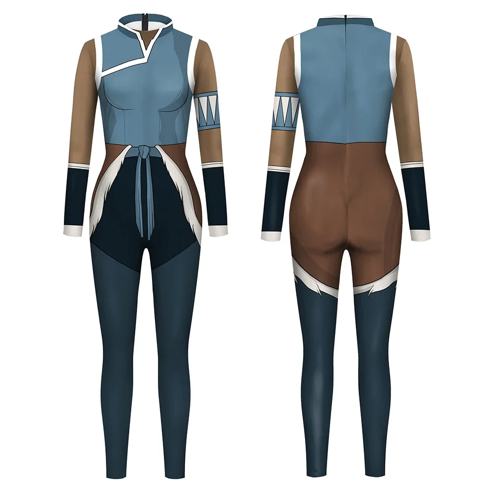 Avatar:the Legend of Korra Jumpsuit Anime Korra Cosplay Costume Halloween Outfit Festive Spandex Elastic Bodysuit Party Zentai