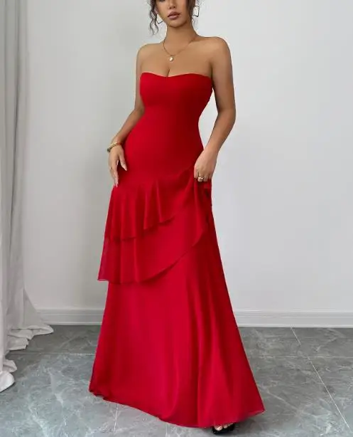 

Elegant Strapless Cake Skirt Women's Clothing Temperament Minimalist Style for Special Occasions
