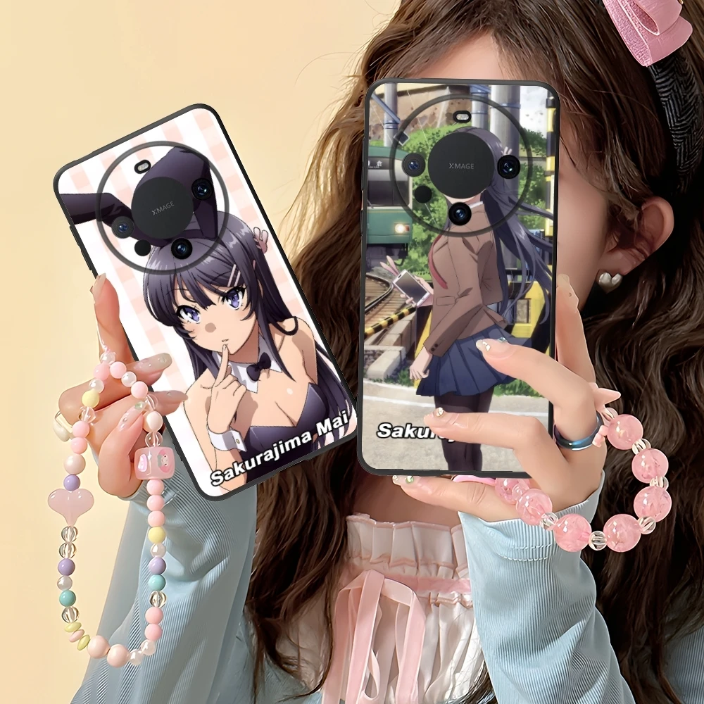 Anime Sakurajima Mai Mobile Cell Phone Case for Huawei Mate 60 50 40 30 20 10 Pro Plus Lite E 5G Black Soft Phone Cover Shell