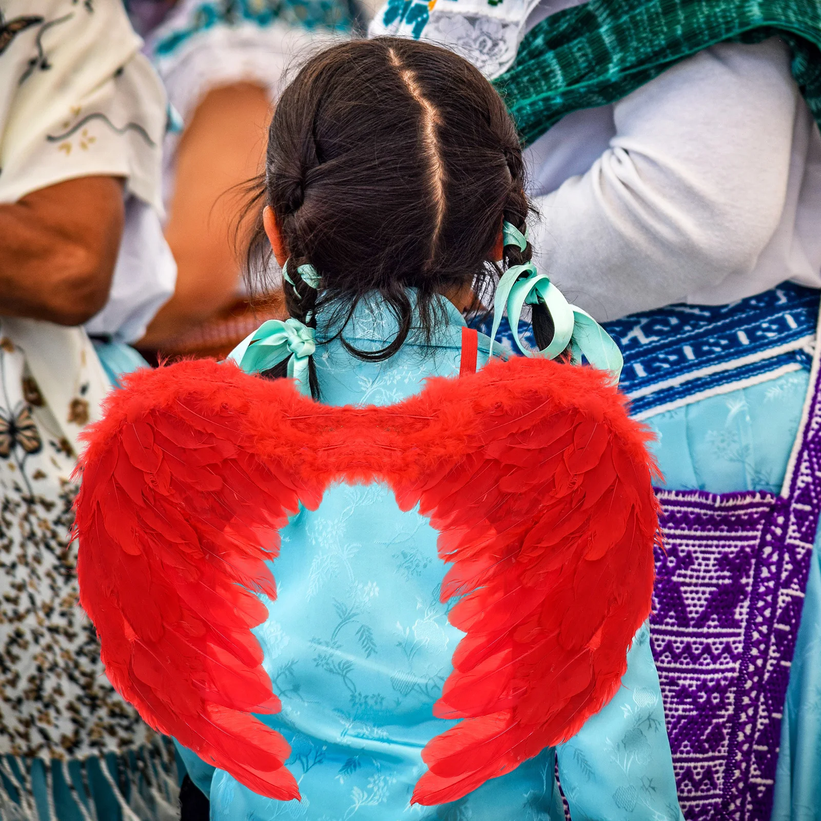 1 accessorio per costume da festa per bambini colorato leggero con ala d'angelo per spettacoli cosplay di Natale e Halloween