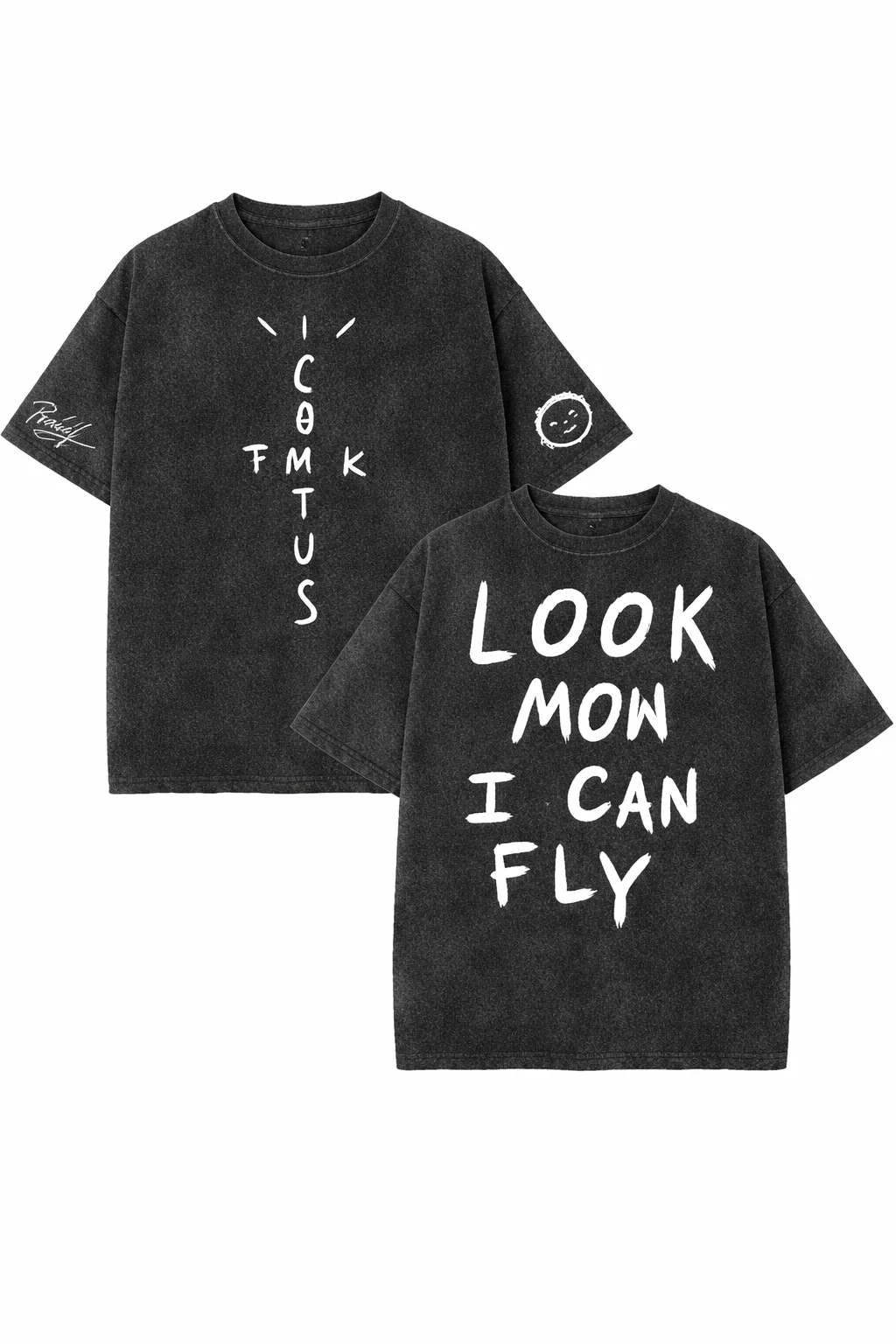 100% Übergroßes T-Shirt für Herren und Damen, HipHop Washed T-Shirts, Cactus Jack Kurzarm-Geschenkoberteil, Look Mom I Can Fly K39