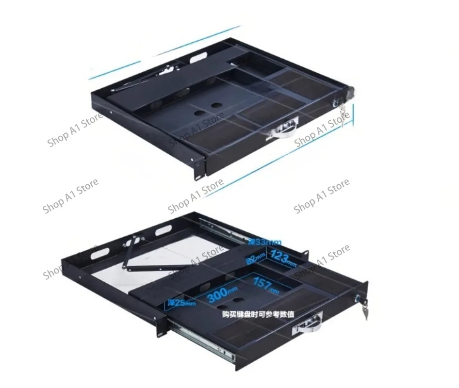 1U rack-mounted industrial keyboard holder USB industrial control cabinet keyboard rack-mounted tray drawer pulling activity