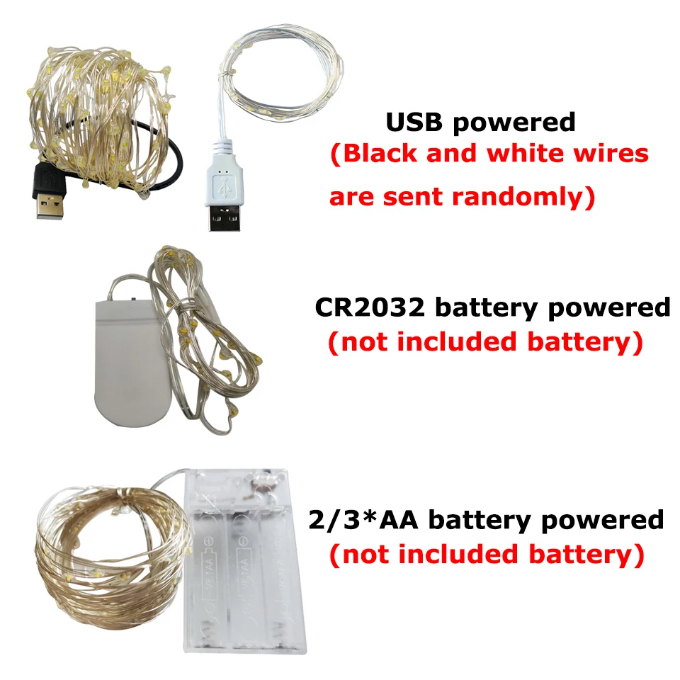 Guirnalda de luces LED de alambre de cobre con USB, luces de hadas impermeables para Navidad, boda, fiesta, decoración del hogar, 10 M, 20 M, 30M