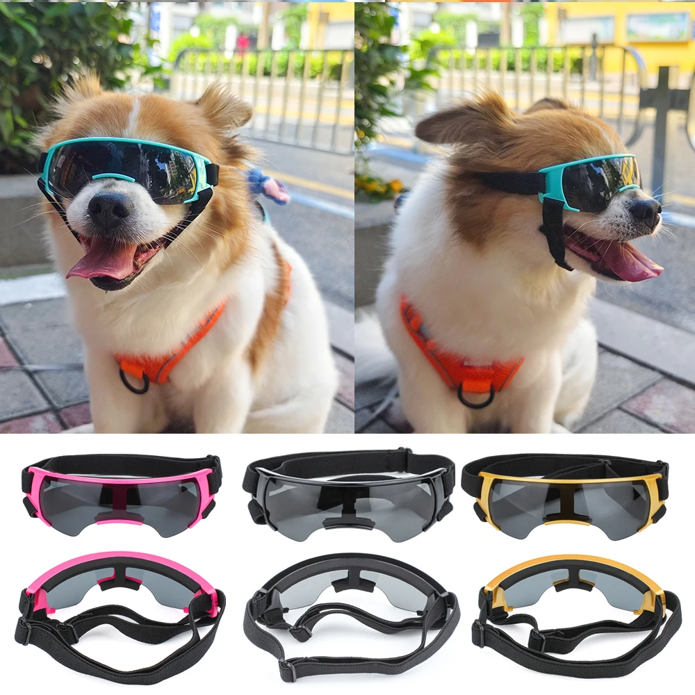 Ownpets Anti-UV Dog Goggles, Sunglasses, Ski Goggles, Aviator Glasses for Small and Medium Dogs, Adjustable Sunglasses for Dogs, Black