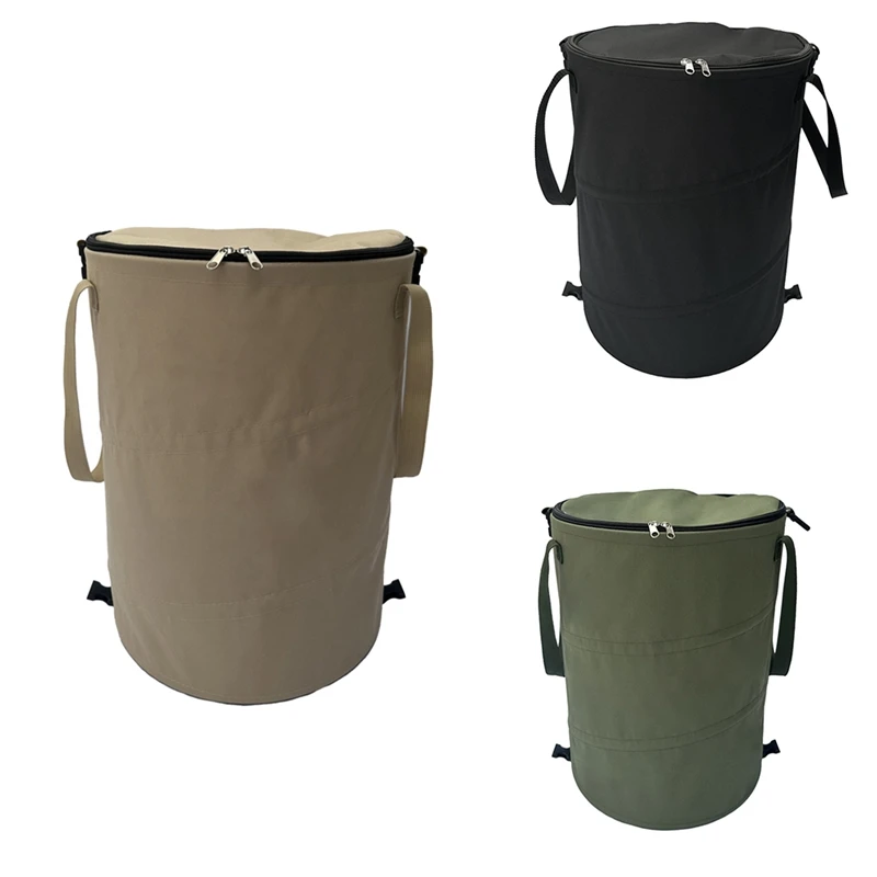 Camping Trash Can Foldable Portable Outdoor Garbage Bin Camping Supplies Garden Storage Bag Easy To Use Black