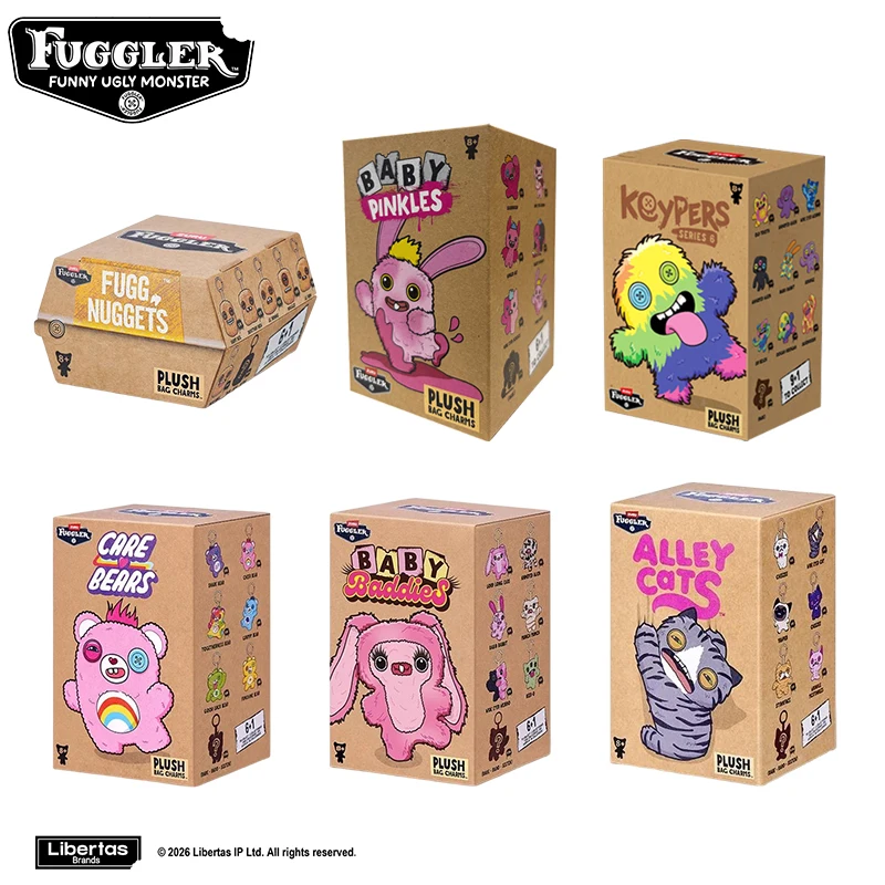 

Original Fuggler Keychain Blind Box Plush Toys Fugglers ALLY CATS Fuggs Care Bear FUGG Baddies Baby Stuffed Peluche Dolls Gifts