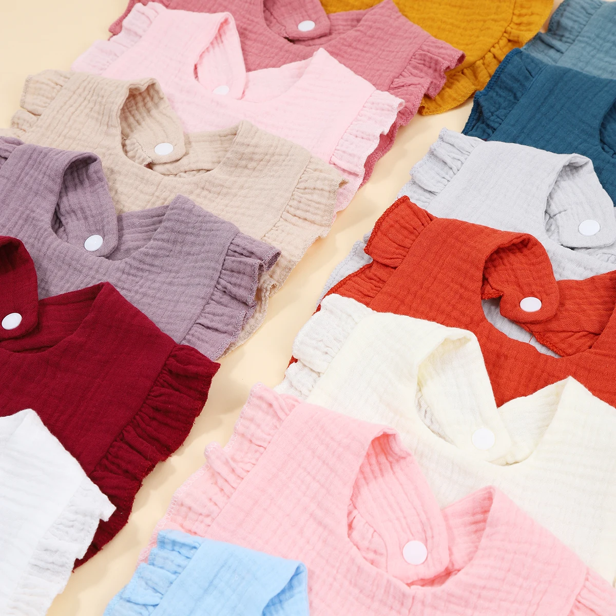 6Pcs/Lot Ribbed Baby Bibs Hair Bows Headbands for Baby Boys Girls Ruffled Flower Saliva Towel Feeding Burp Cloth Scarf Headwear image 5