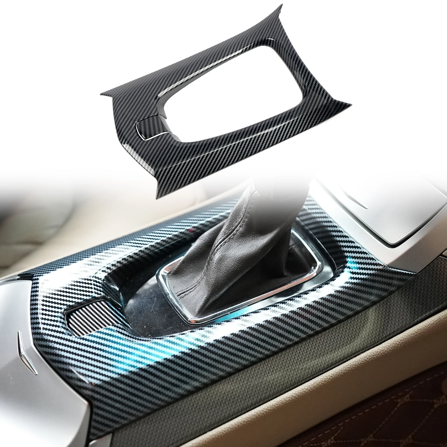 For Cadillac CTS 2008-2013 Carbon Fiber Style Front Water Cup Holder Trim Frame Cover Sticker Interior Decoration Accessories