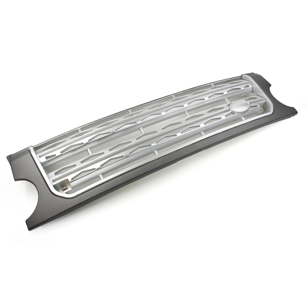Grey Silver Car Honey Comb Mesh Grille Front Racing Grill For Land Rover Discovery 3 LR3 L319 2005 2006 2007 2008 2009 w/ Logo