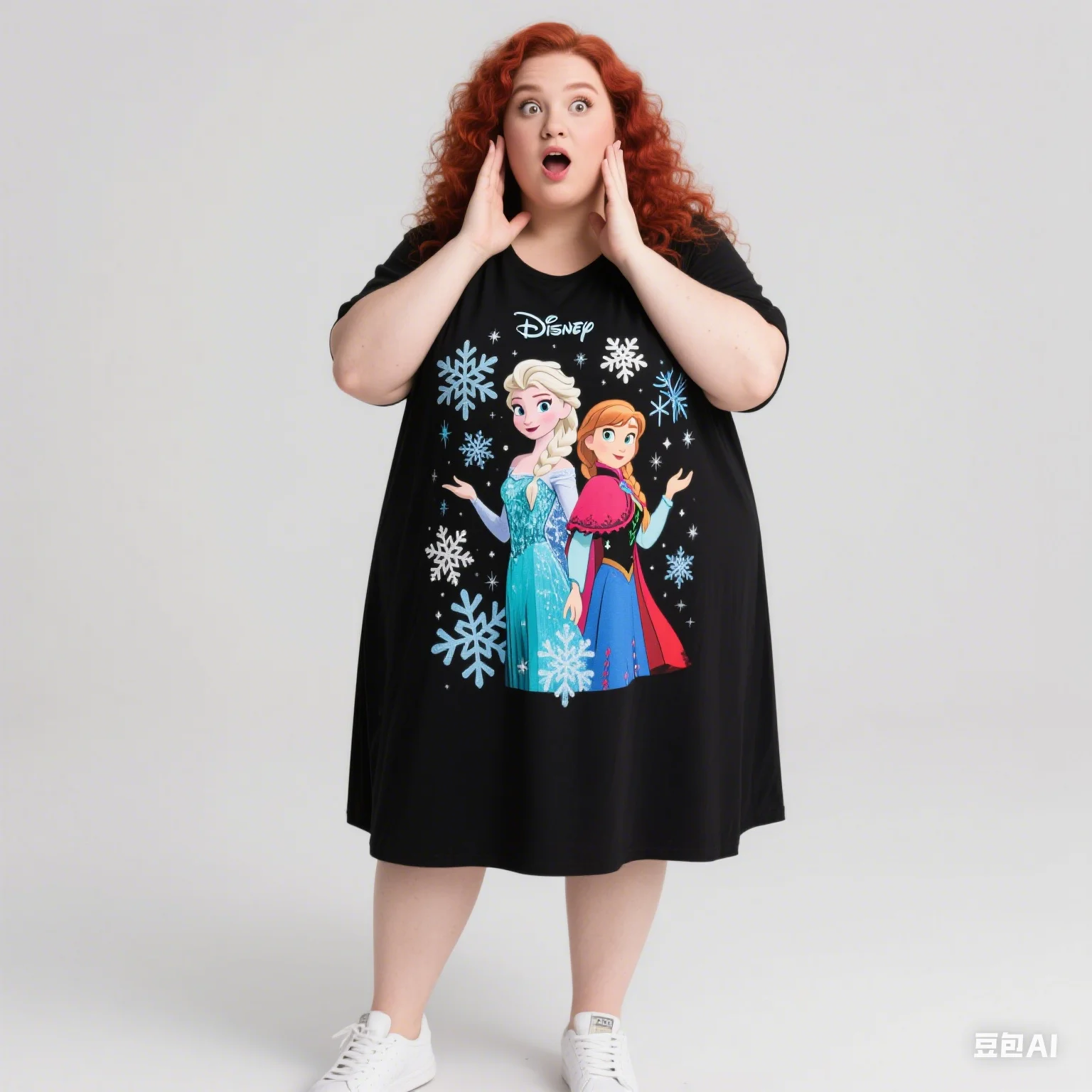 

Женское платье с короткими рукавами больших размеров 2025, лицензированное Диснеем, модное повседневное стильное платье с принтом персонажей мультфильмов