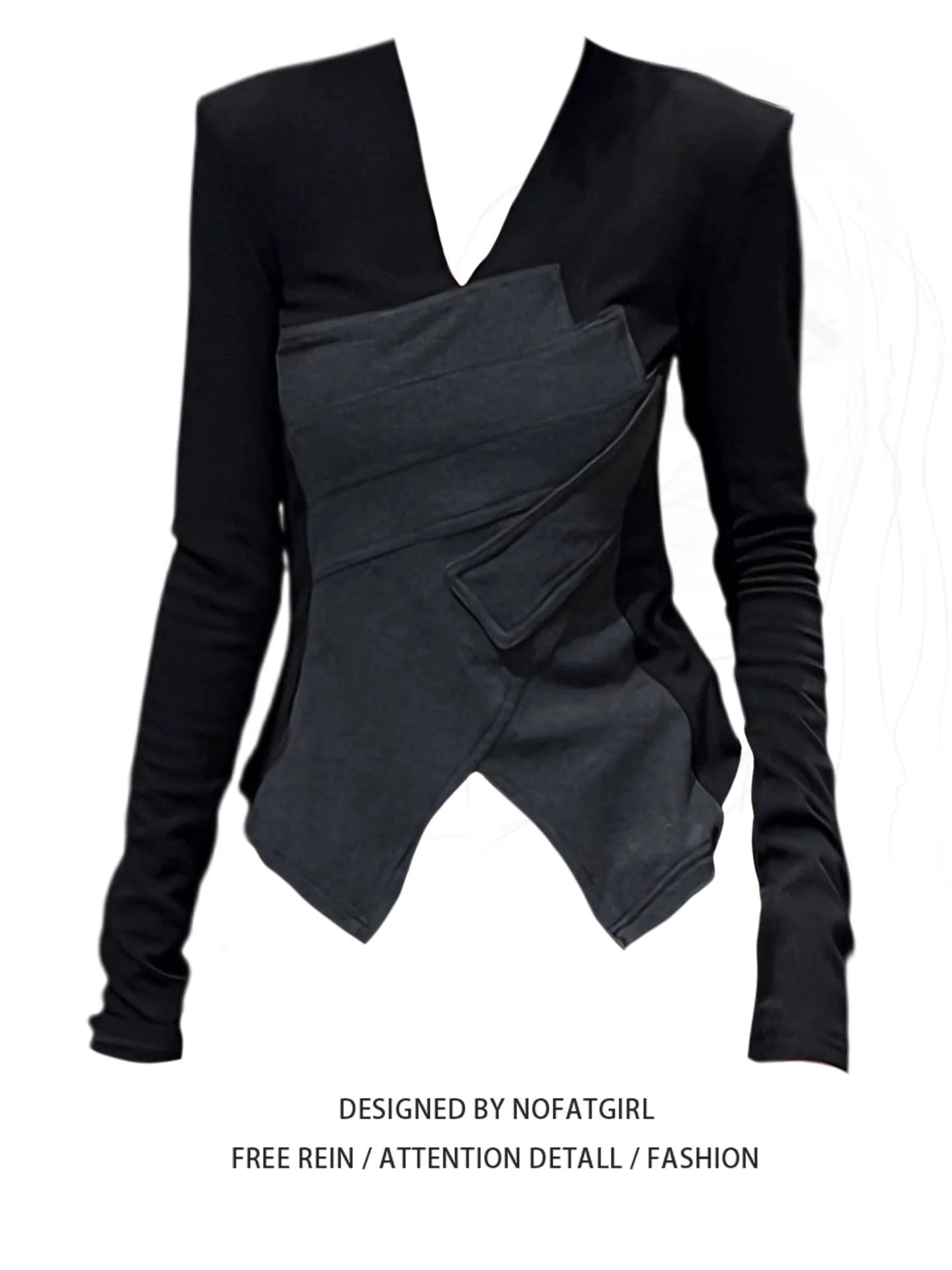 

plus Size Women's Asymmetric V-Ne Long Sve Fce Lined Brued T-irt Base irt Autumn Winter Bla Casual Sle