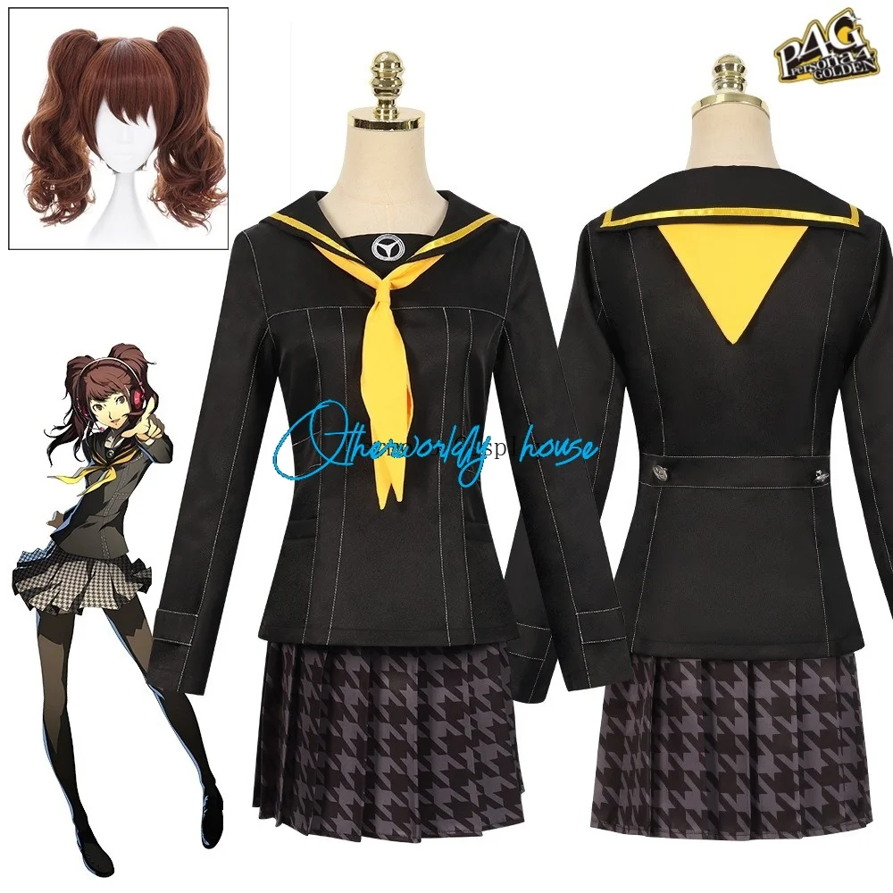 

Game Kujikawa Rise Cosplay Costume Wig Persona 4 Golden JK Uniforms Women's Sailor Suit Socks Halloween Jyoshi Koukousei Costume