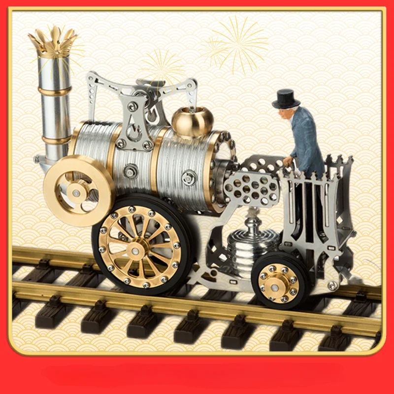 

Metal Import Mini Engine Steam Train Model Toys Movable Assembly Track Craft Small Collectibles Boy Gifts