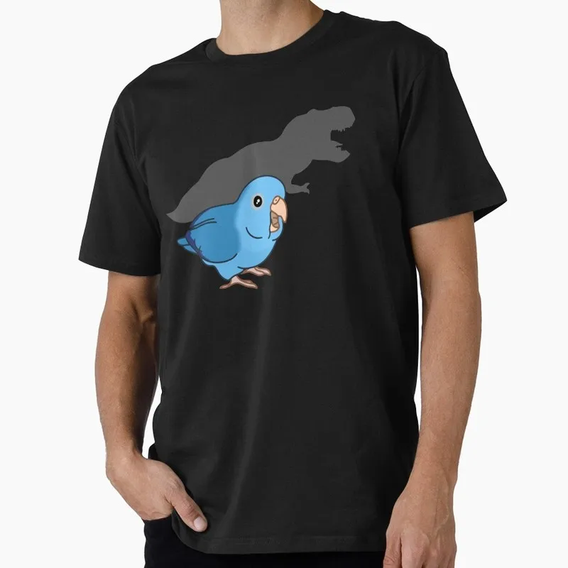Cute T-rex blue parrotlet doodle Funny Cockatiel Gift T-shirt Birds T-Rex Shadow Graphic Clothes All Size Tops Unisex Tee S-6XL