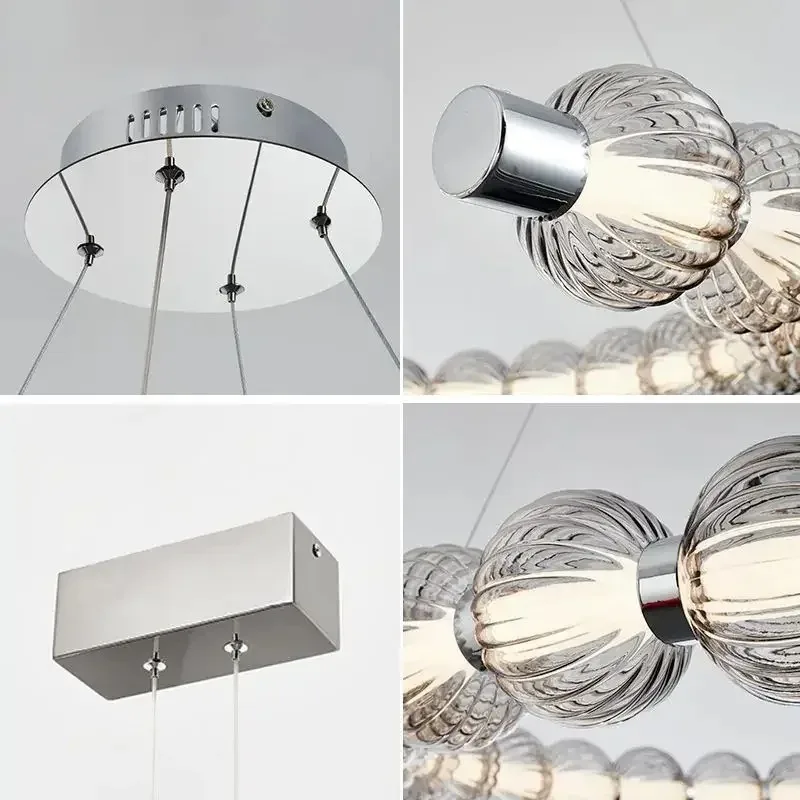 Italy Designer Ring Chandelier For Living Room Glass Beads LED Hanging Lamp Bedroom Dining Room Lights Home Suspension Luminaire image 6
