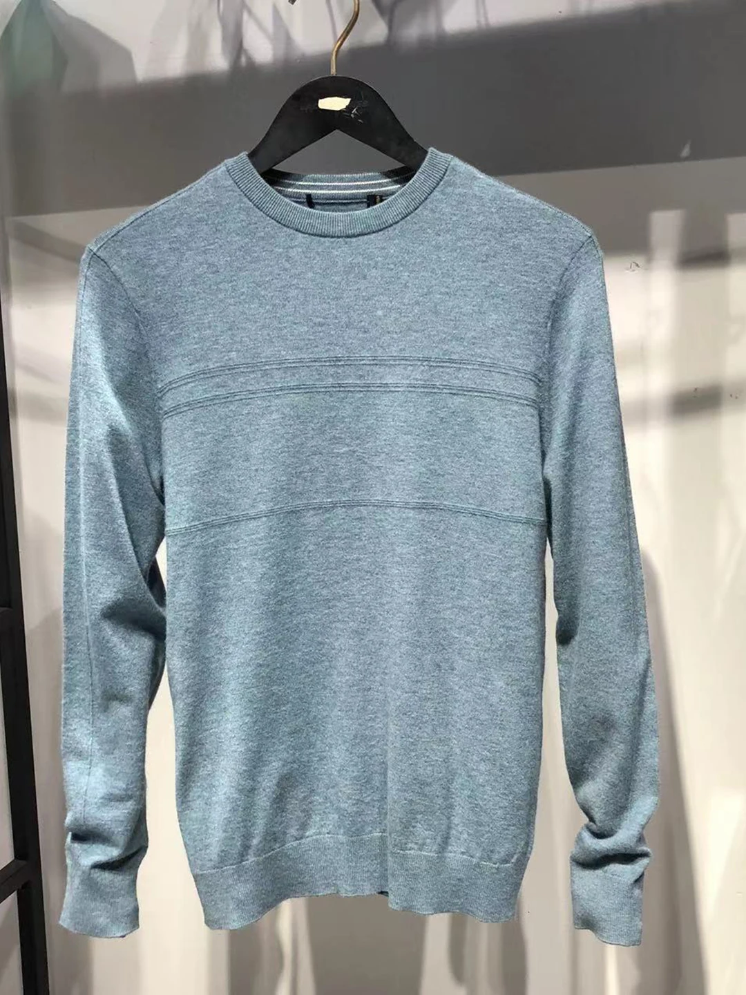 

Men's Mid-Thi Knitted Sweater Pure Color Wool Blend Elastic Faion Urban Sle Long Sve round Ne Pullover Winter Autumn