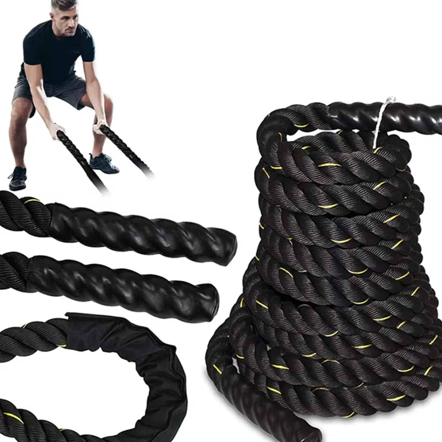 

3m* 25mm Heavy Jump Rope Workout Exercise Battle Rope Power Training Gym Equipment Battle Skipping Muscle Workout Equipment