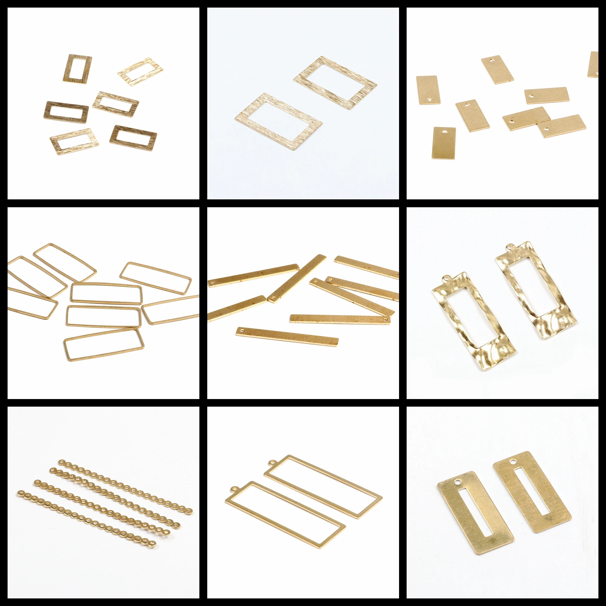 

Hammered Brass Charms,Rectangle connector,Findings Accessories For Diy Earrings Necklace Bracelet DIY Making,Jewelry Supplies