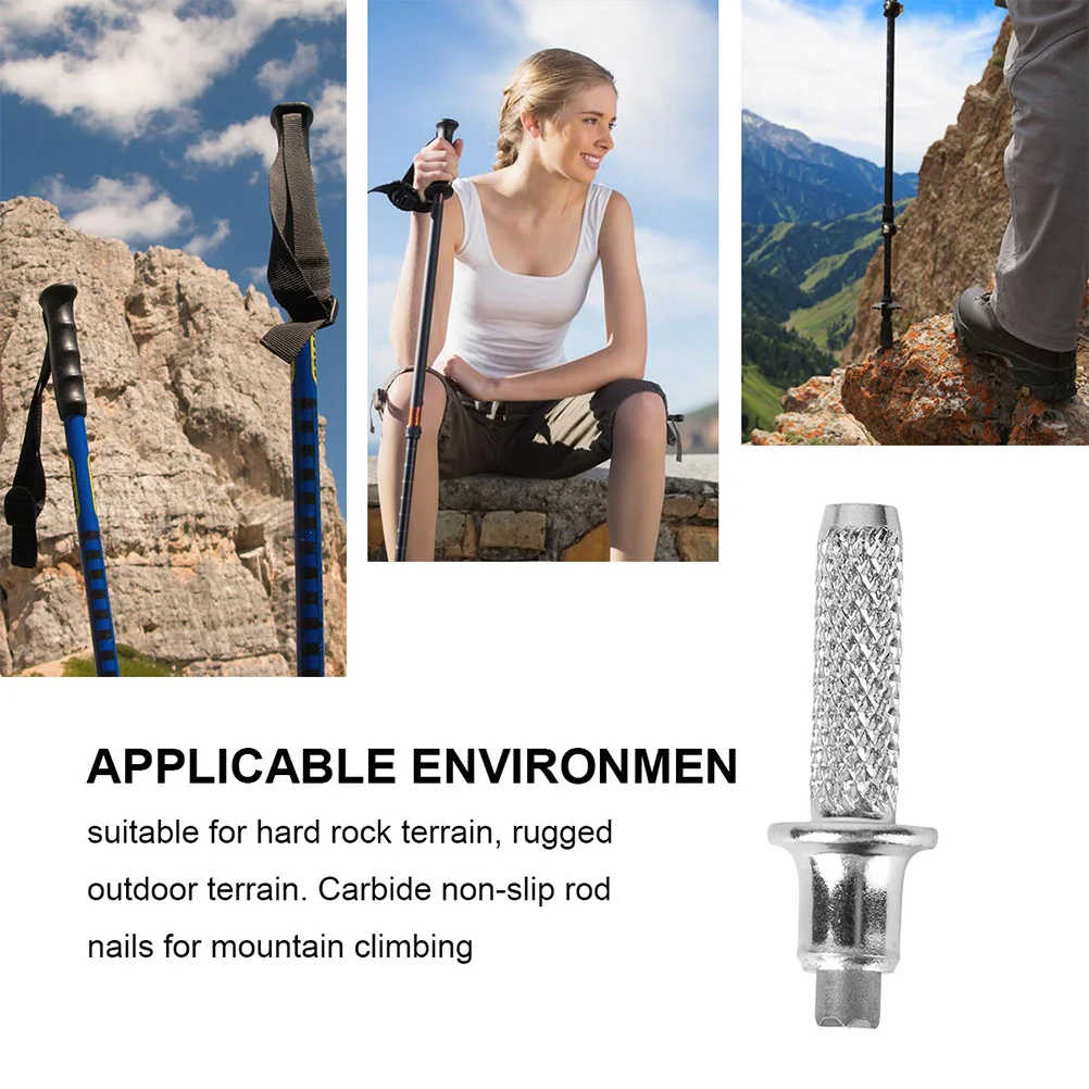 

10 Pcs Walking Stick Pole Replacement Parts Hiking Silver Poles Alpenstock Spike Tip Trekking Protectors