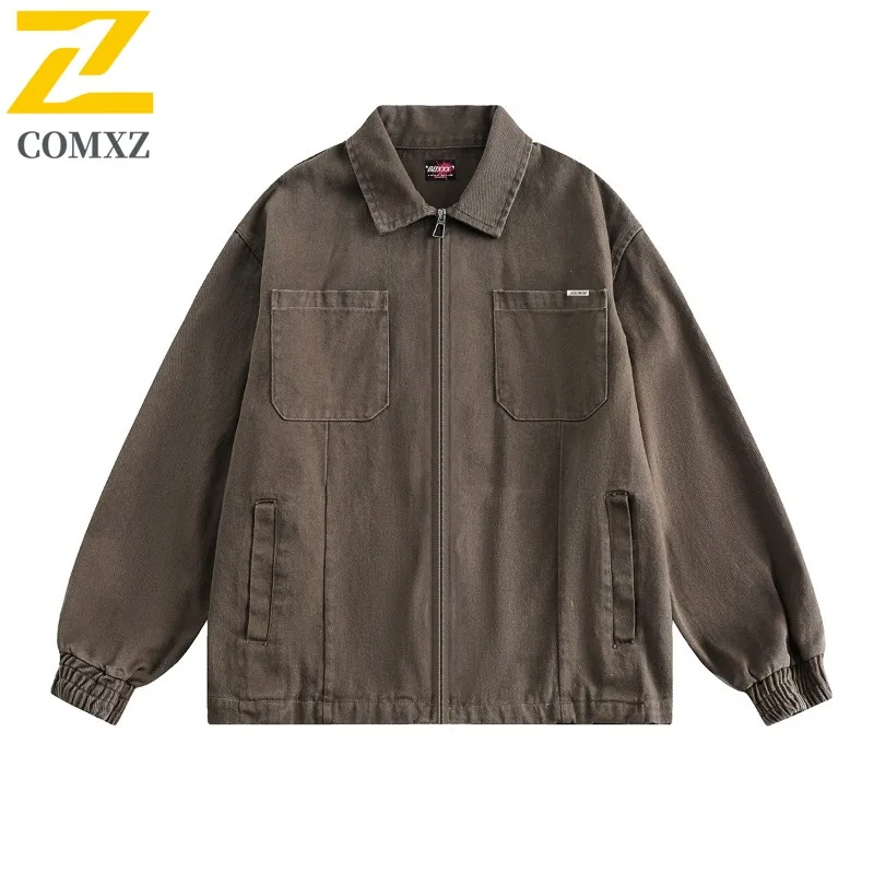 

COMXZ Men Cotton Windbreaker Jacket Loose Fit Loose Style Travel Trip Valley Jackets Camping Trip Breathable Design Jackets