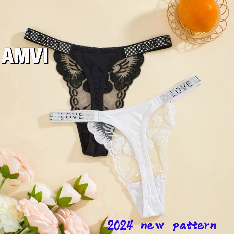 2024 Nieuwe Dames Sexy Kanten Slipje Dames Effen Kleur String Lage Taille Comfortabele G-String Dames Thuis Strakke Nachtkleding