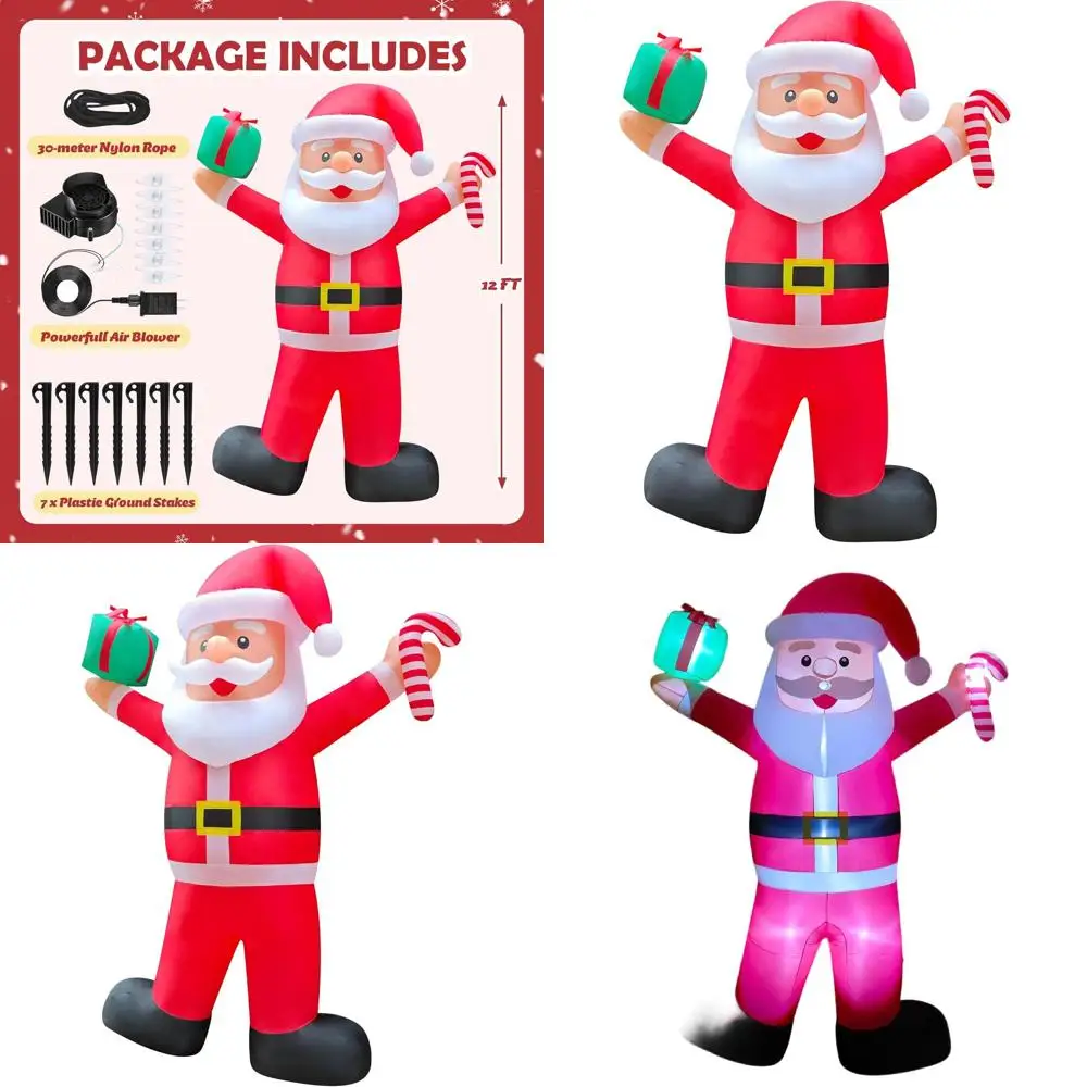 

12-Foot Tall Inflatable Santa Outdoor Christmas Decor with LED Lights for Holiday Lawn Display