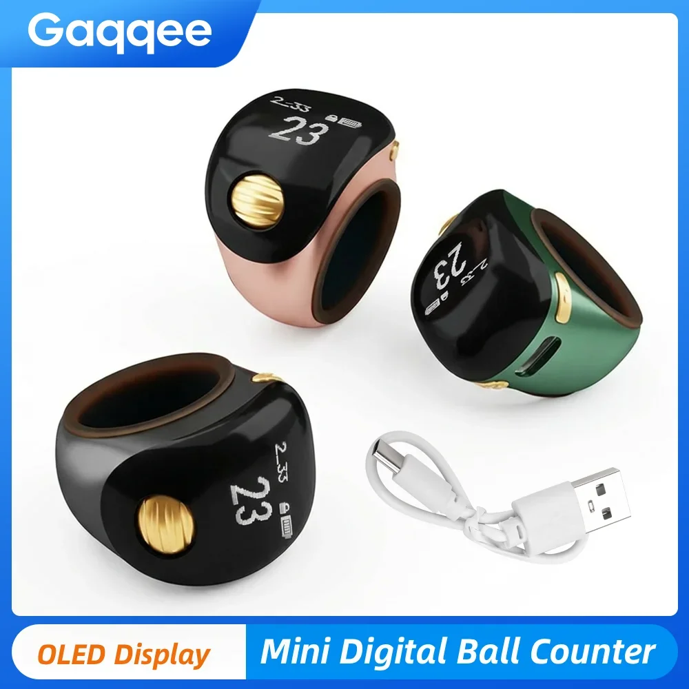 

3Colors Ring Type Digital Finger Counter Type-C 75mah Rechargeable Adjustable OLED HD Screen Display Mini Tally Counter
