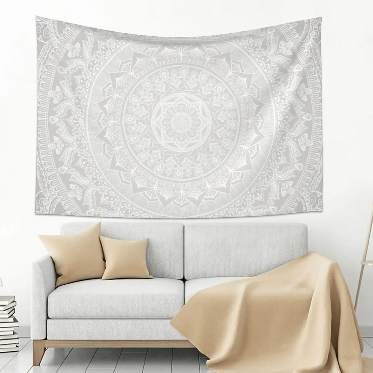 

Mandala Soft Gray Tapestry