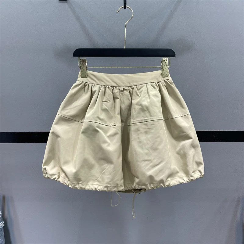 Tooling Drawstring High Waist Casual Skirt Women's 2023 Summer Slimming Fashion A- Line Pettiskirt Temperament Bud Skirts Lady