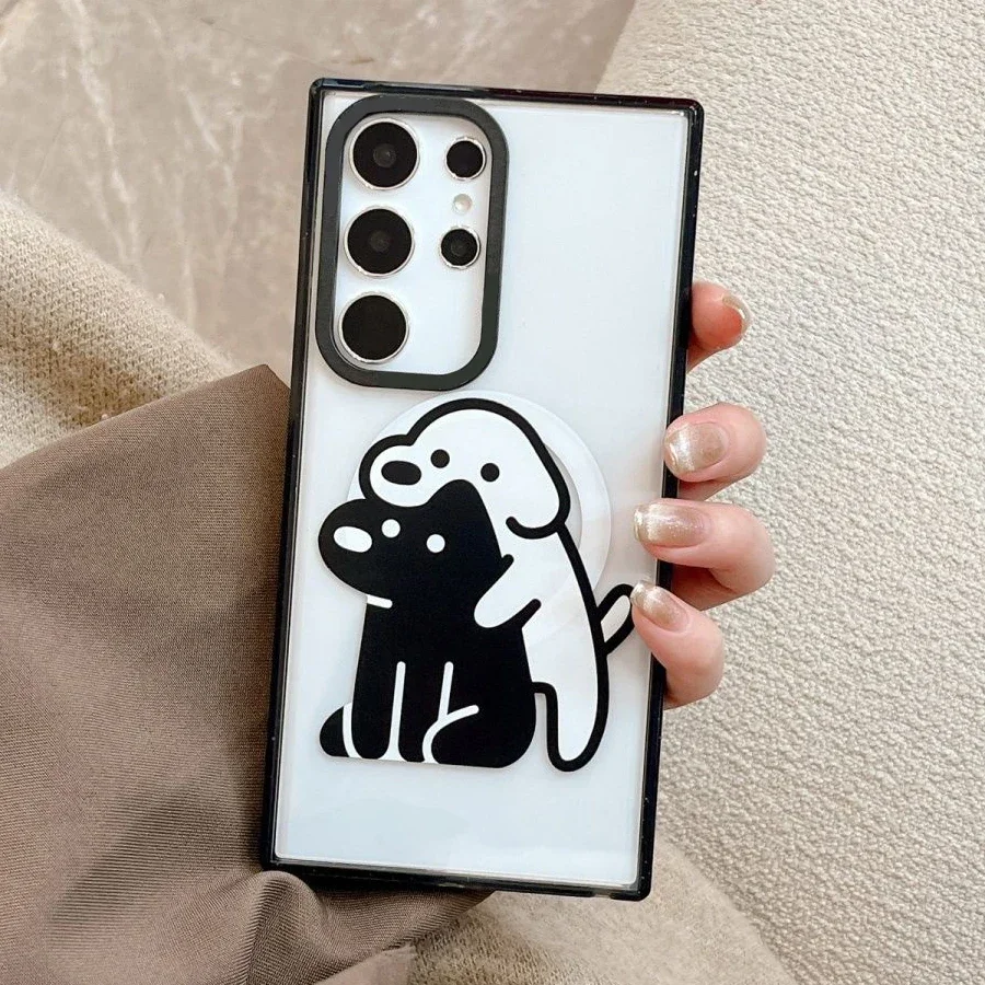 Dog Friend MagSafe Acrylic Border Magnetic Phone Case for Samsung Galaxy S22U S23 U S24 Ultra Cover Protective Shell