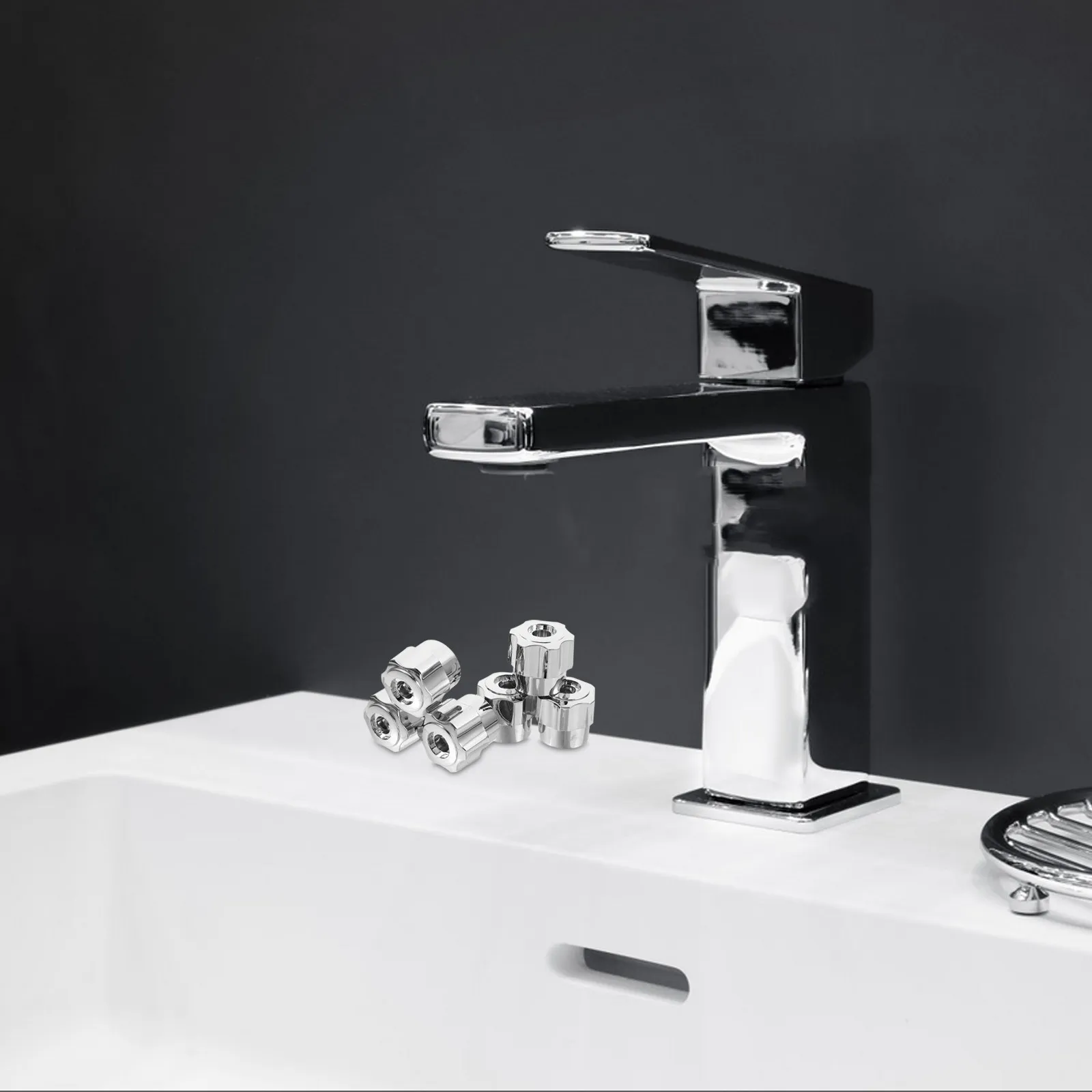 

6Pcs Plastic Bathroom Faucet Handle Replacement for Shower Tub Kitchen Lavatory Hot Cold Angle Valves Universal Faucet Knobs