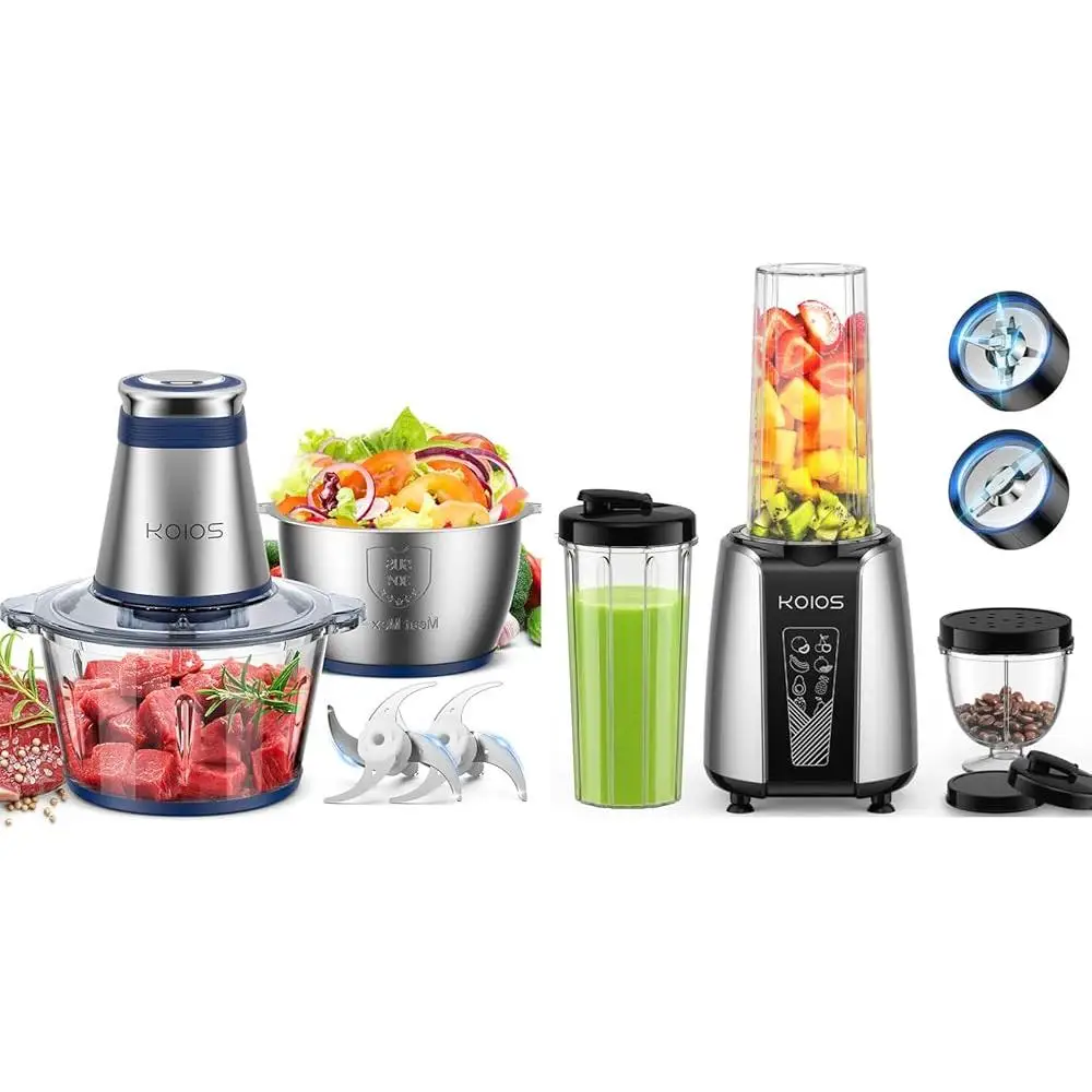 Processador de alimentos elétrico 500w liquidificador pessoal max 1000w smoothie maker com 8 copos tigelas porca chopper misturador carne aparelho cozinha