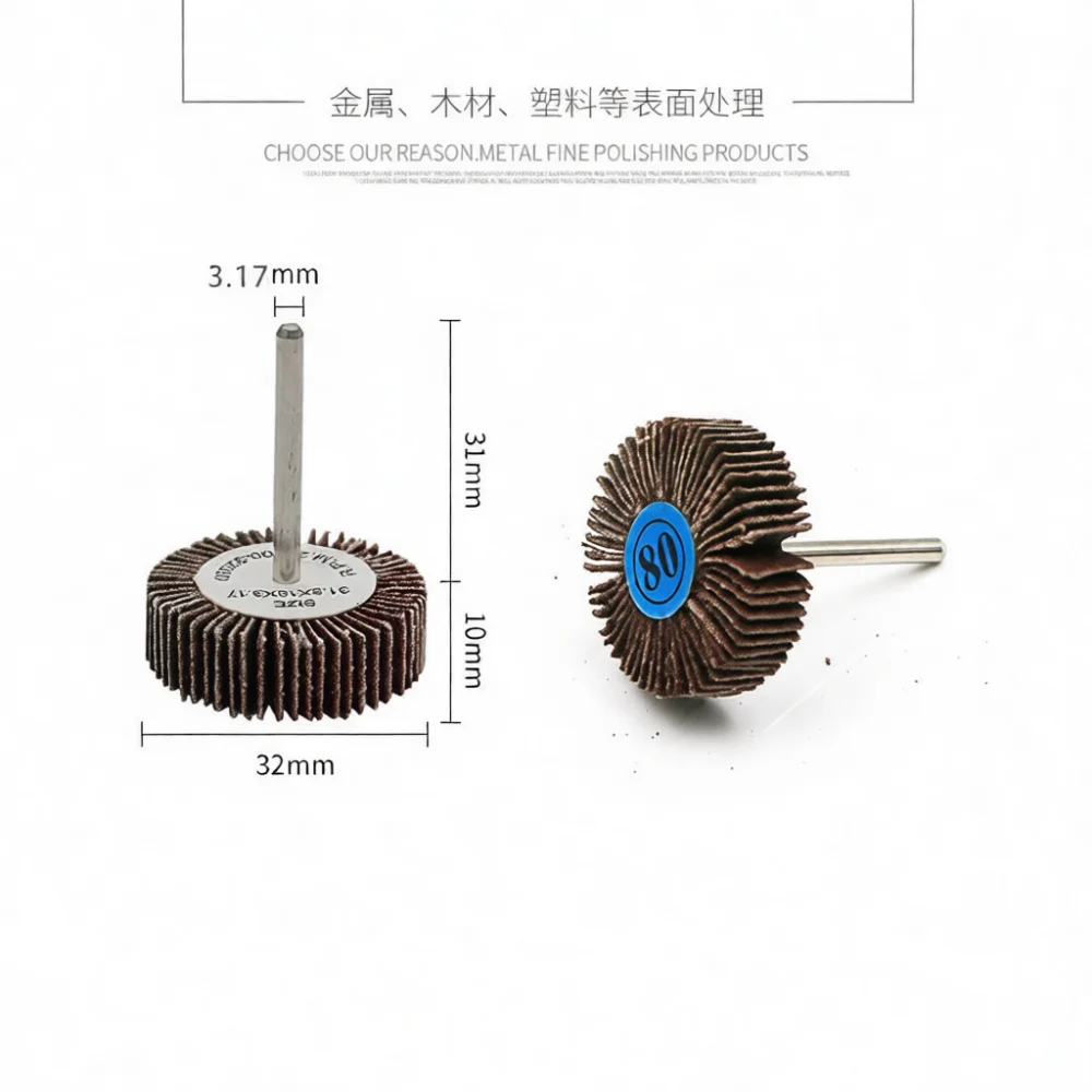 T Shape Abrasive Flap Wheels With Shank Metal Wood Grinding Polishing Sanding Disc Rotary Tool Bit Surface Finishing