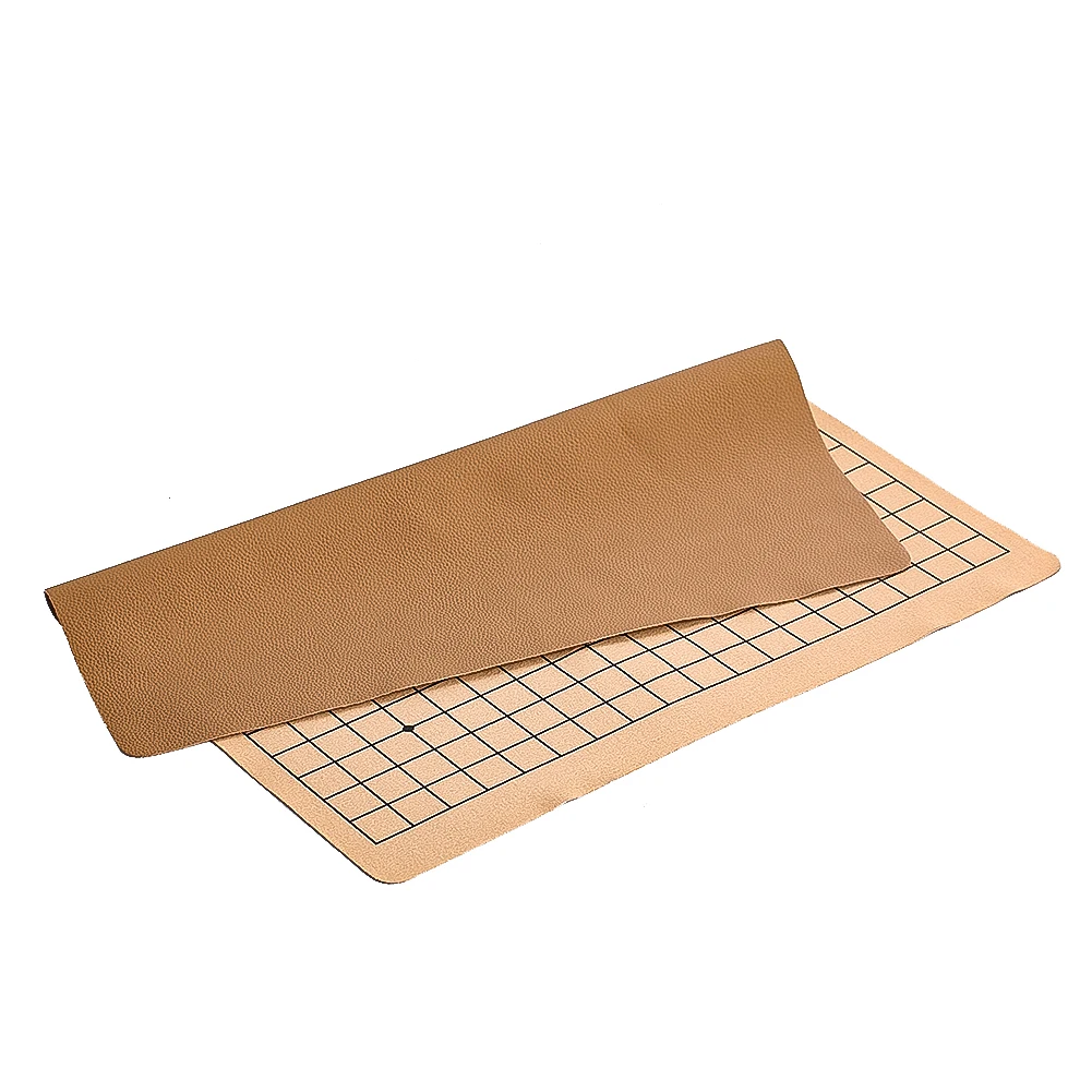 Foldable Portable Leather Go Board, Single-sided 19-line Standard International Board 44x49cm for Two Players Games