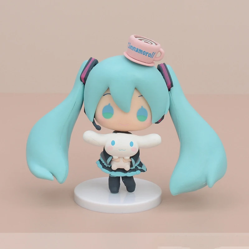 Hatsune Miku Anime Figure Miku With Cinnamoroll Figure Cute Statue Collection PVC Model Q Doll Decoration Toys Birthday Gifts