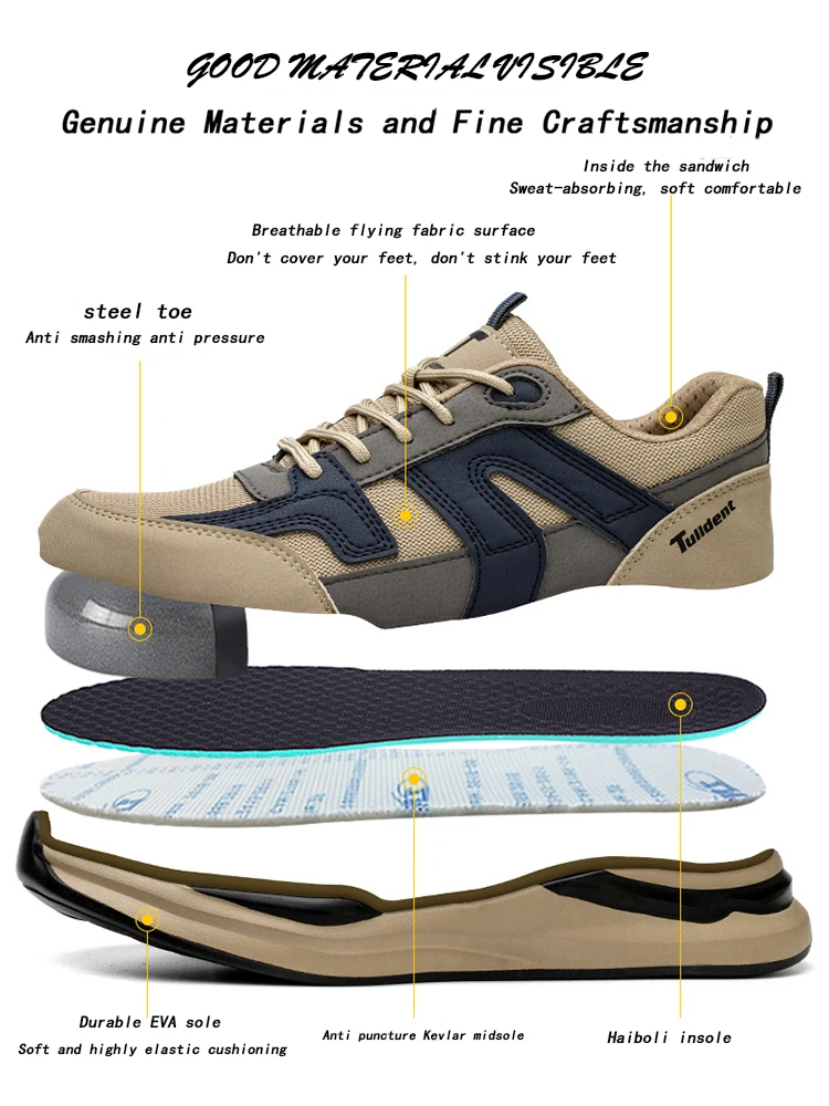 Anti impact Anti puncture steel toe protective shoes Lightweight summer construction site Work Safety shoes for men